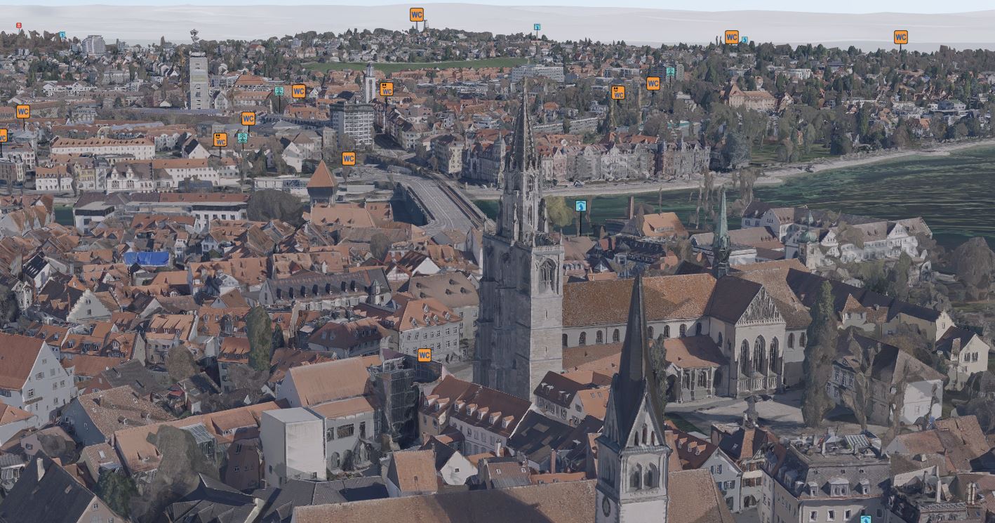 Aufnahme aus dem Konstanzer 3D Stadtmodell: Münster und Seestraße