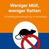 Titelbild Flyer Weniger Müll, weniger Ratten - Schädlingsbekämpfung in Konstanz mit durchgestrichener Ratte